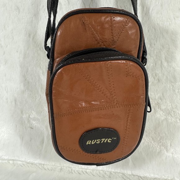 Vintage Rustic Brand Padded Compact Camera Bag w/ Shoulder Strap Brown Leather